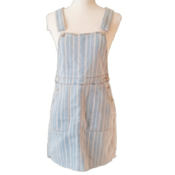 Tinseltown Denim Pinstripe Skirtall - Junior's Size Small Overalls Skirt - Picture 12 of 14